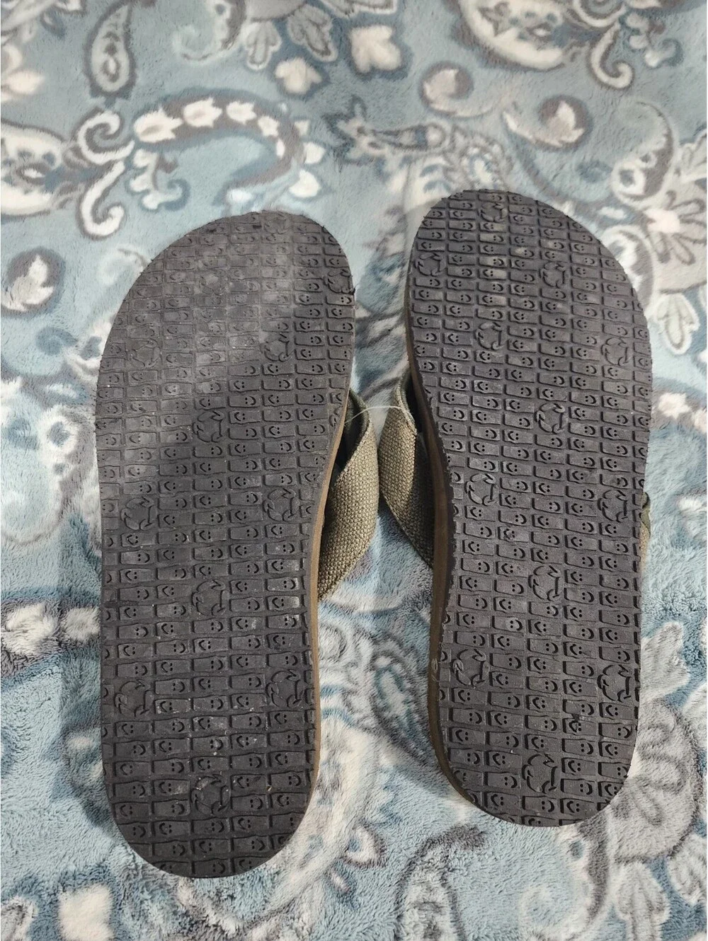 Sanuk Flip Flops Mens Brown Woven Hemp Comfort Sandal Slip On Slipper OG Squoosh